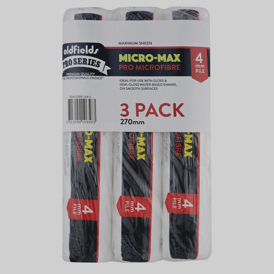 Oldfields Pro Series Microfibre Roller 270 x 4mm 3 Pack - Paintgear