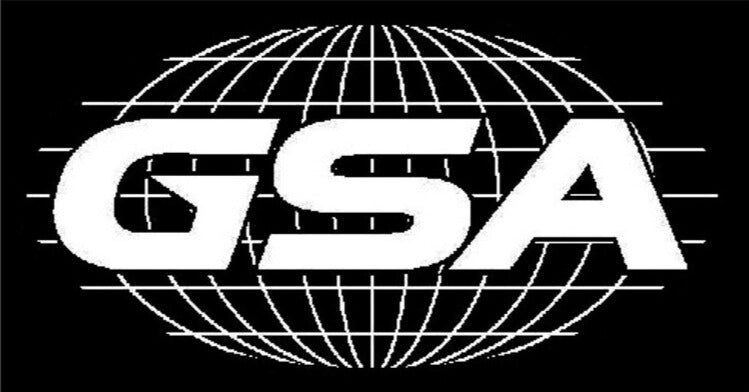 GSA logo with a globe design on a black background