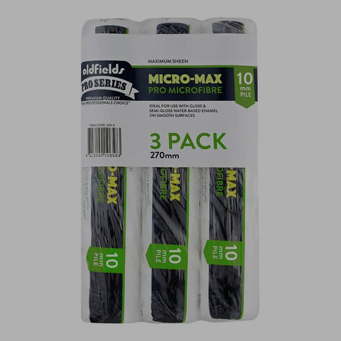 Oldfields Pro Series Microfibre Roller 270 x 10mm 3 Pack - Paintgear