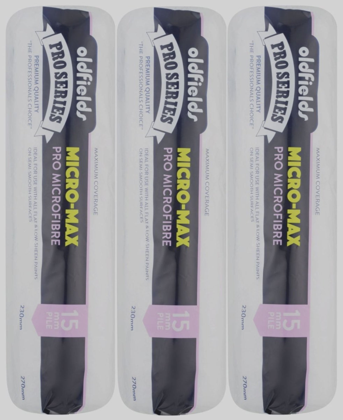 Oldfields Pro Series Microfibre Roller 270 x 15mm 3 Pack - Paintgear